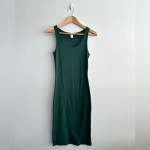Forever 21 Dark Forest Green Ribbed Bodycon Dress - size medium